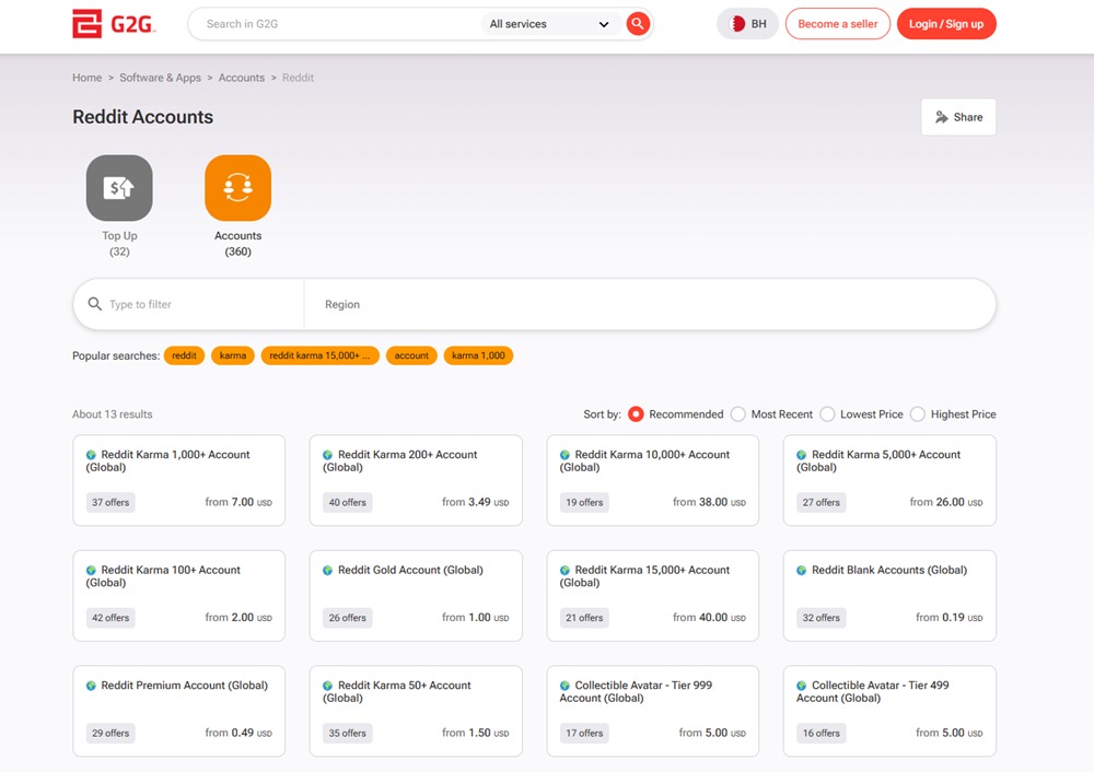 buy reddit accounts from g2g